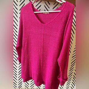 Eesome Fuchsia V-Neck Sweater